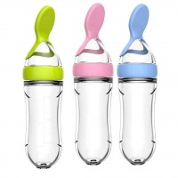 2020 Best Selling 3Pcs Silicone Squeeze Feeding Bottle with Dispensing Spoon/Newborn Tableware Tools for Baby Infant Feeder