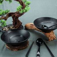 Wholesale Custom Soup Spoon Set Black Large Melamine Korean Noodles Ramen Bowl Set