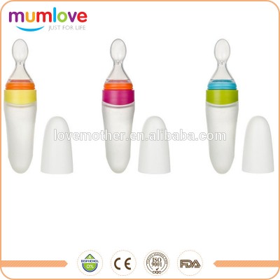 Mumlove Best baby product assisted food silicone squeezeable baby spoon for baby dispenser feeding