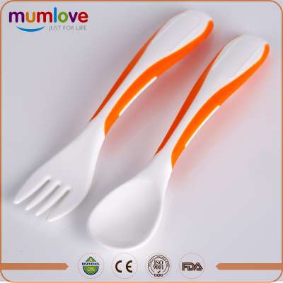 Mumlove plastic baby feeding spoon and fork set